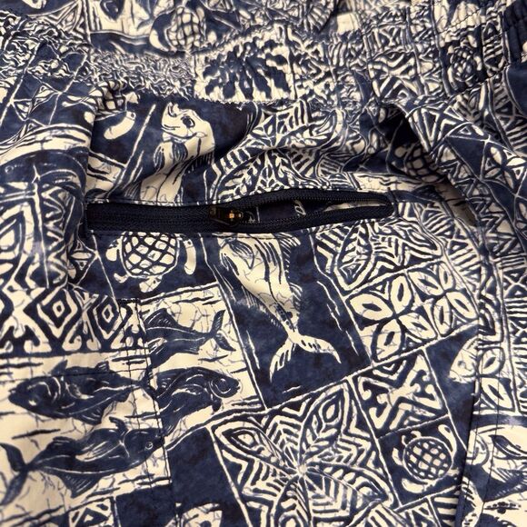 Lands’ End Mens 9” Volley Swim Trunks Shorts Navy Fish Block Print Sz XL - Picture 10 of 13
